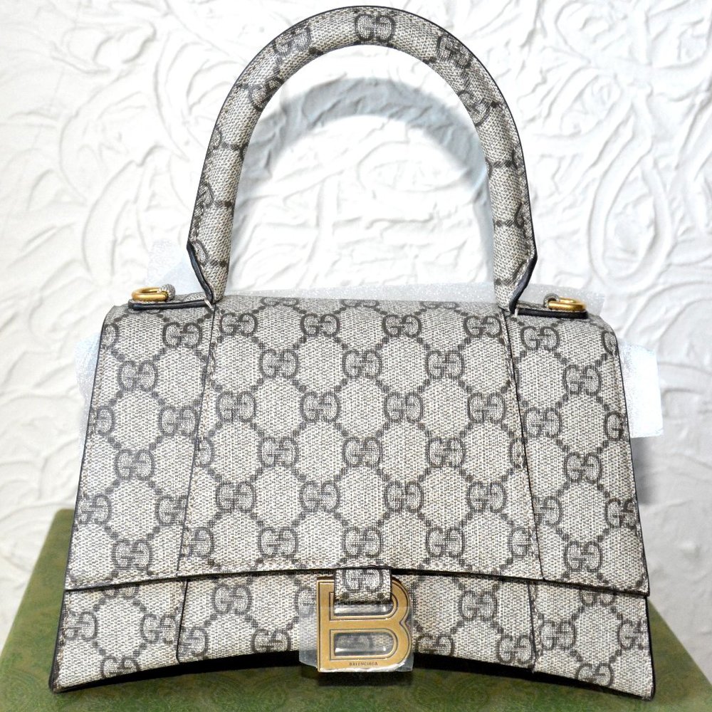 Gucci x Balenciaga Hacker Top Handle Hourglass Aria Gg Supreme Canvas